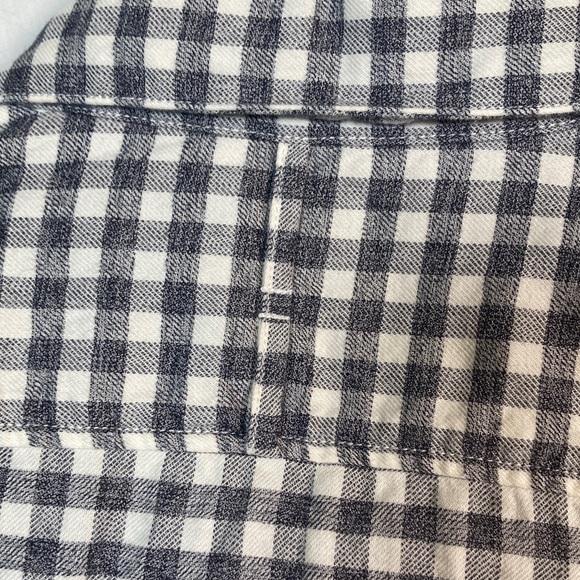 Banana Republic Luxe Flannel Grant Fit Black and White Checkered Shirt - Picture 7 of 10